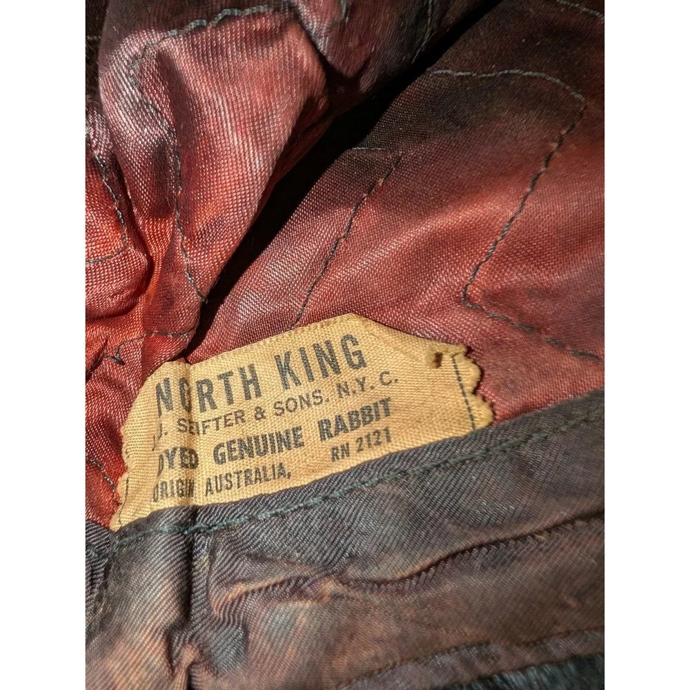 Vintage 1950's North King Dyed Mouton Lamb Fur Russian Cassack Trapper Hat